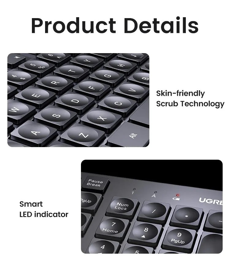 UG KU004-25322 WIRELESS KEYBOARD 2.4GHZ 104 KEYS CONCAVE KEYCAPS FOR LAPTOP