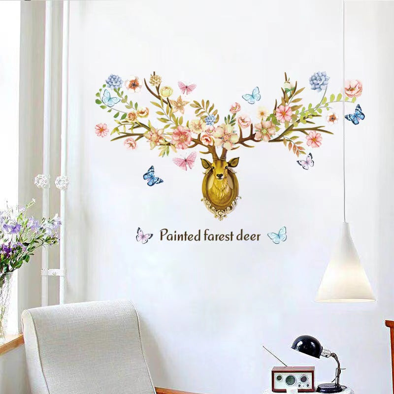 Butterfly Deer with Wall decoration stickers room wallpaper bedroom nursery kids room Home decoration Wall Stickers