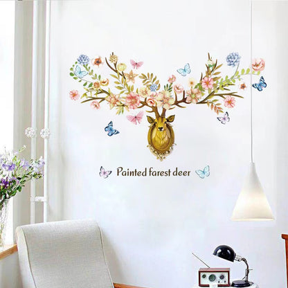 Butterfly Deer with Wall decoration stickers room wallpaper bedroom nursery kids room Home decoration Wall Stickers