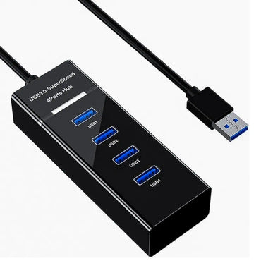 USB HUB 3.0 5Gbps High Speed 4 Ports Slim High Quality 30CM USB HUB for PC, Laptop, Projector, Etc