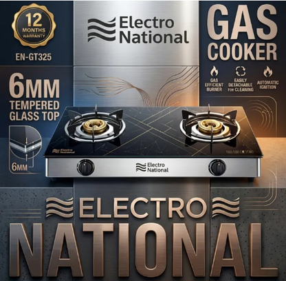 High Grade Tempered Glass Top Gas Cooker Double Burner