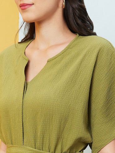 Women Extended Sleeve Tie-up Jumpsuit