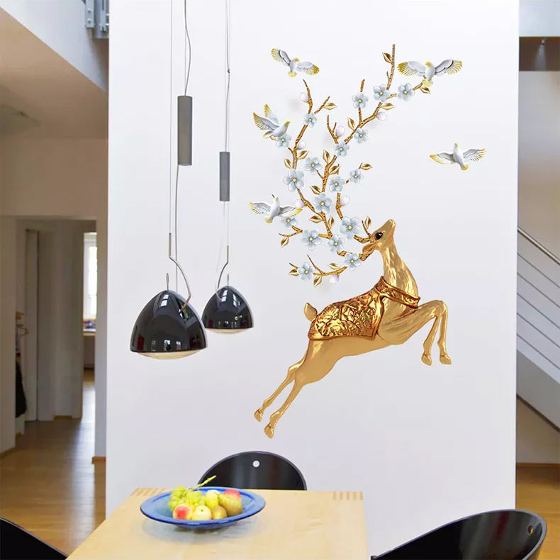 Buy More Gold Deer with Wall decoration stickers room wallpaper bedroom nursery kids room Home decoration Wall Stickers