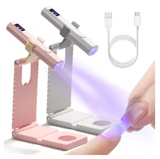 Cordless Handheld UV Nail Lamp with Stand | Rechargeable USB Gel Nail Dryer with LCD Display