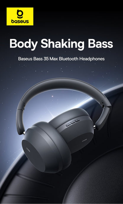 Baseus Bass 35 Max Bluetooth Headset Wireless Headphone 40mm Units Deep Bass 50H Playback Soft Sponge Earmuffs Foldable Headphones with Mic