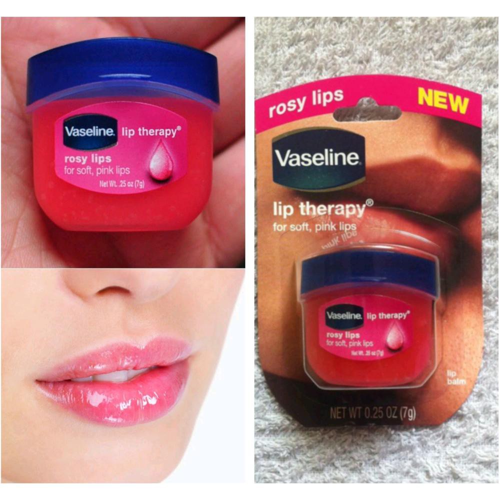 Vaseline Rosy Lips Lip Therapy Pure Petroleum Jelly Balm 0.25Oz for Dry Lips