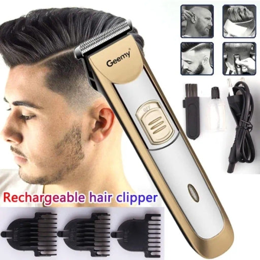 Geemy GM 6028 Rechargeable Hair & Beard Trimmer with Stainless Steel Blades for Precise Grooming