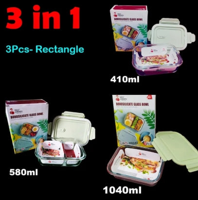 Borosilicate Glass Food Storage Bowl Airtight & Leak-Proof SNAP Locking LIDS & Built-in AIR Vent