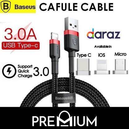Baseus Cafule Kevlar Nylon Braided Lightning Cable for IPhone and Android.