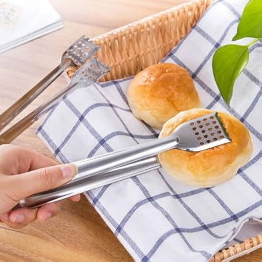 11 Inches-Stainless Steel BBQ Food Tongs Bread Clip Pastry Clamp Barbecue Kitchen Tongs 1, 2 Pcs