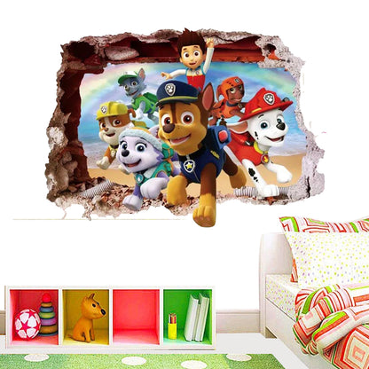 PAW Dog Patrol Wall Sticker Cartoon 3D Effect Decorative Wall Decal Home Decor Gifts for Kids Rooms Nursery room wall decoration children toys kids stickers