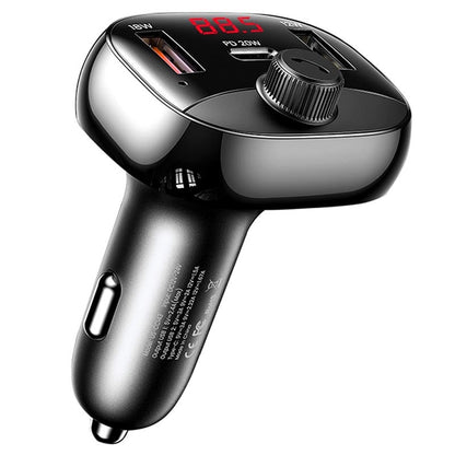 USAMS CC143 C25 50W Dual USB + Type-C 3 Ports Digital Display Wireless FM Car Charger