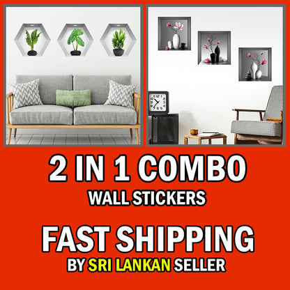 2 in1 Combo 2D Wall Sticker Wall Sticker Home Decoration animals tree bridge baby children bedroom room decor wall stickers removable kids nursery decal Mirror Dear Wall Decoration Stickers