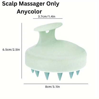 Silicone Scalp Massager Shampoo Brush | Handheld Exfoliator & Hair Scrubber (Wet & Dry)