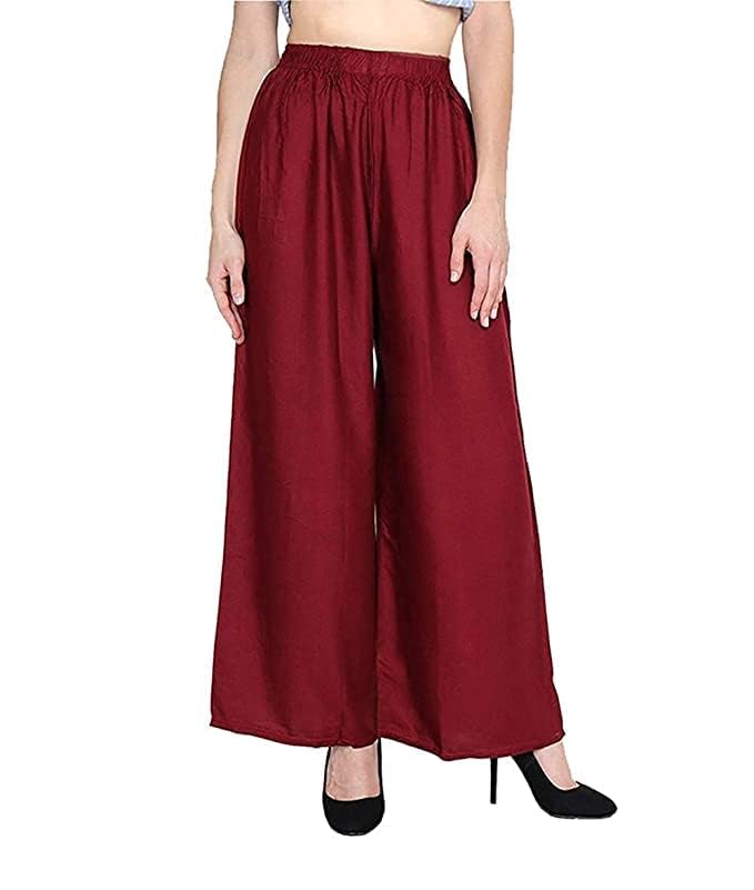 Women's Plazzo Pants - High-Quality Black, Navy Blue & Multicolor - Gate Shopping