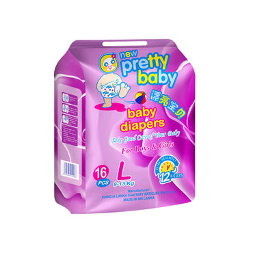 Pretty Baby | Disposable Baby Diapers | Large 16 Pcs