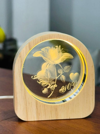 3D Crystal Ball Night Light USB Table LED Wooden Decoration Birthday Gift Adults (8Cm) Model No 5