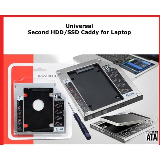 SSD HDD Caddy Aluminum 2Nd Hard Disk Case Adapter for Universal Laptop CD/DVD-ROM Optical Bay