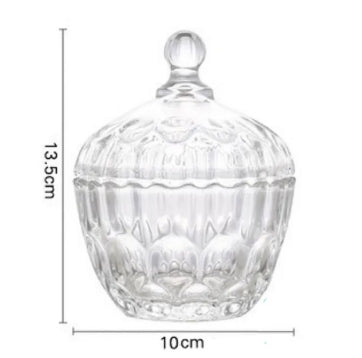 Glass Candy Dish with Lid Crystal Candy Serving Bowl Sugar Bowl