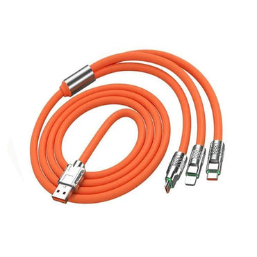 120W 3-in-1 6a Fast Charging Cable – USB Cable with Type-C, Micro USB & IPhone Connectors