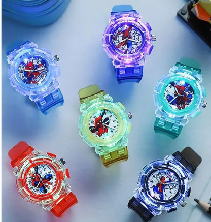 Disney Kids Flashing Light Watch - Spiderman Hulk Avengers Cartoon Toy Wristwatch