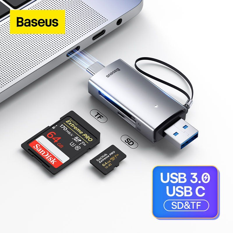 Baseus High Speed Multifunctional Memory Card Reader USB-A & Type-C to SD/TF Card Reader for Smartphone/Tablet/Macbook/Laptop