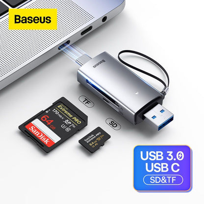 Baseus High Speed Multifunctional Memory Card Reader USB-A & Type-C to SD/TF Card Reader for Smartphone/Tablet/Macbook/Laptop