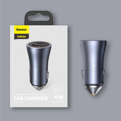 Baseus CCJD-0G Golden Contactor Pro 40W USB + Type-C Quick Charging Car Charger