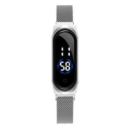Ladies Watch Women Touch Screen LED Watches Magnetic Mesh Belt Electronic Clock Digital Quartz Watch
