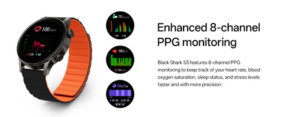 Black Shark S3 Smartwatch with Magnetic Strap, ENC Bluetooth Call Watches, 1.43" AMOLED, 150+ Sport Modes, GPS, 15-Day Battery Life, Fitness Tracker with Health Monitoring