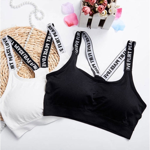 Women Sport Bra Fitness Letters Yoga Wrap Chest Bra Running Yoga Gym Fitness Crop Top