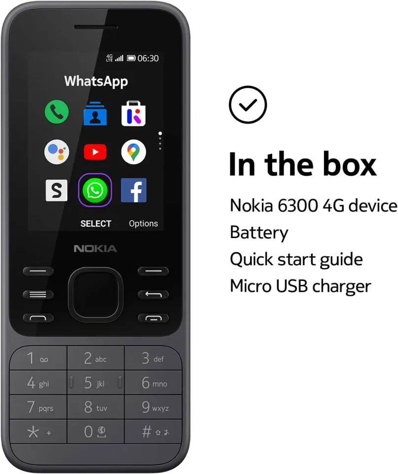 Nokia 6300 4G Dual SIM Mobile Phone | Classic Feature Phone with WhatsApp & YouTube