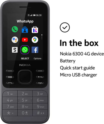 Nokia 6300 4G Dual SIM Mobile Phone | Classic Feature Phone with WhatsApp & YouTube