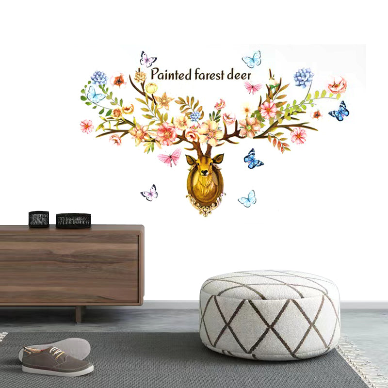 Butterfly Deer with Wall decoration stickers room wallpaper bedroom nursery kids room Home decoration Wall Stickers