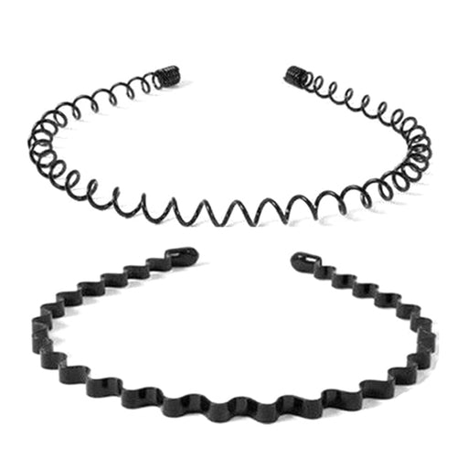 Two (2) Hair Bands for Men and Women (Two Designs), Metal Head Bands Wavy Hair Band, Spring Hair Hoo