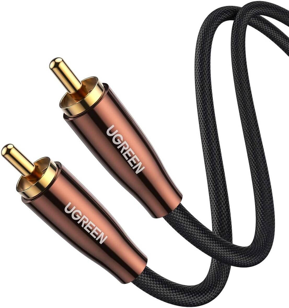 UGREEN AV155, RCA Male To Male Coaxial Braided Cable, 24K Gold-plated Connector, 75 Ohm Impedance, Signal Interference Shield