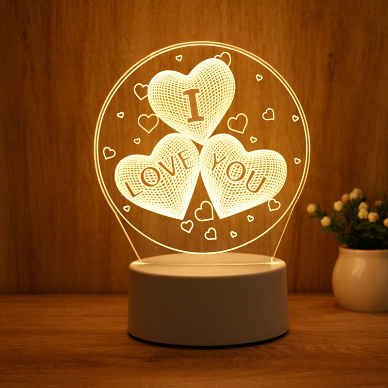 Valentine's Day Table Lamp Four Heart Bedside Lamp Romantic Color USB Touch Switch LED Acrylic 3D Night Light Creative table lamp Acrylic Night Light USB baby bedroom desk birthday gift