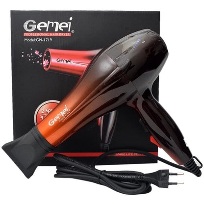 Gemei 1800W Professional Hair Dryer GM-1719, Fast Drying Salon-Quality Blow Dryer