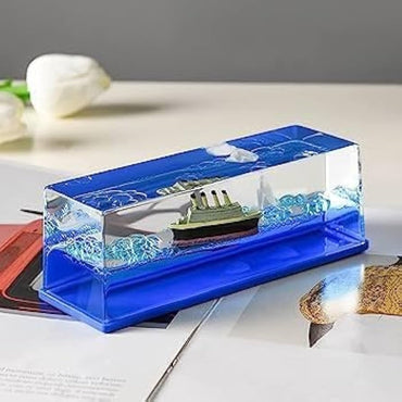 Liquid Wave Cruise Ship Decoration, Car Interior Dashboard Decoration Floating Ship Titanic and Pirates of Carrabin Ship Stress relief