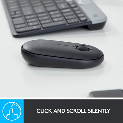 Logitech Pebble Wireless Mouse with Bluetooth or 2.4 GHz Receiver, Silent, Slim Computer Mouse with Quiet Clicks, for Laptop/Notebook/iPad/PC/Mac/Chromebook