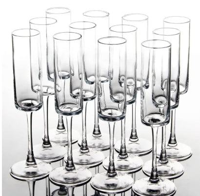 Premium Crystal Clear Champagne Glasses, Set of 6 Pieces for Home Bar, Wedding, Restaurant