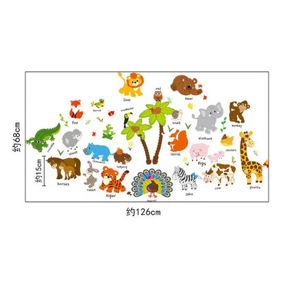 2 in1 Combo 2D Wall Sticker Wall Sticker Home Decoration animals tree bridge baby children bedroom room decor wall stickers removable kids nursery decal Mirror Dear Wall Decoration Stickers DINOSAURS