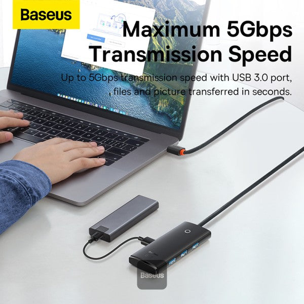 Baseus Airjoy Lite Series HUB adapter USB Type C - 4x USB 3.0 cable 100cm