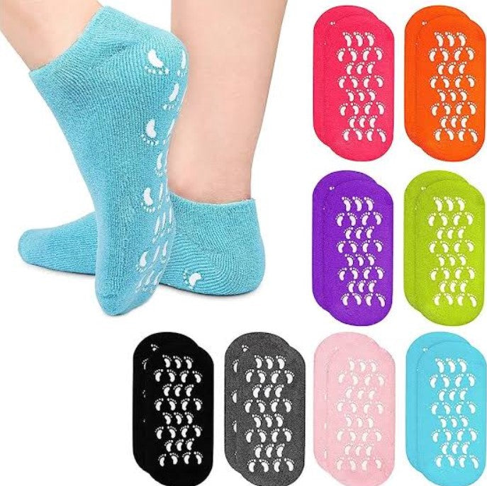 2Pcs Silicone Feet Care Socks Moisturizing Gel Heel Thin Socks with Hole Cracked Foot Skin Care