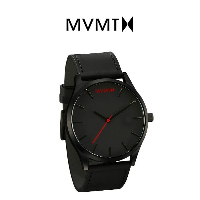 MVMT Men Analog Wrist Watch with Artificial Leather Belt - Black