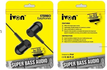 SUPER BASS Wired Earphones with Mic, 3.5Mm Jack, Stereo Handsfree Extra Bass Headset