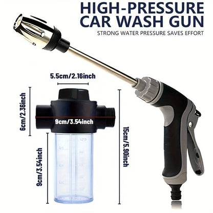 High-Pressure Wash and Garden Water Gun with Foam Cannon - Long Handle Sprayer for Washing, Cleaning