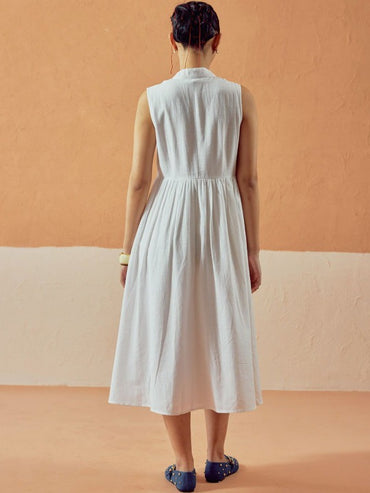 Linen Fit & Flare Midi Dress