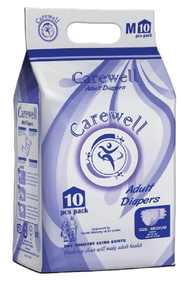 Carewell | Adult Diapers | Medium 10 Pcs