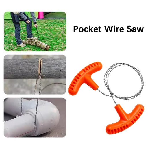 Cable Saw Stainless Steel Wire Saw 24-Inch Pocket Hand Saw for PVC, PE, ABS Pipes Cutting, Camping